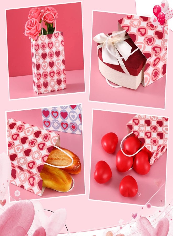 Yexiya 48 Pcs Valentine's Day Paper Gift Bags Bulk Heart Goodie Treat Valentines Party Favor Bags with Handle for Gift Wrapping Party Spuulies - Image 4